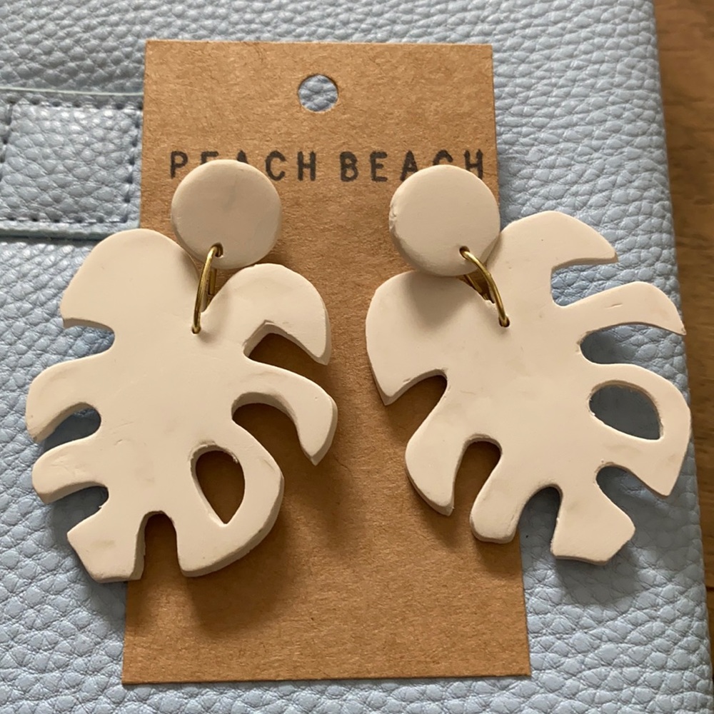Clay Monstera Earrings